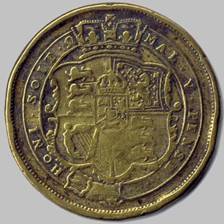 A close-up of a coin

Description automatically generated